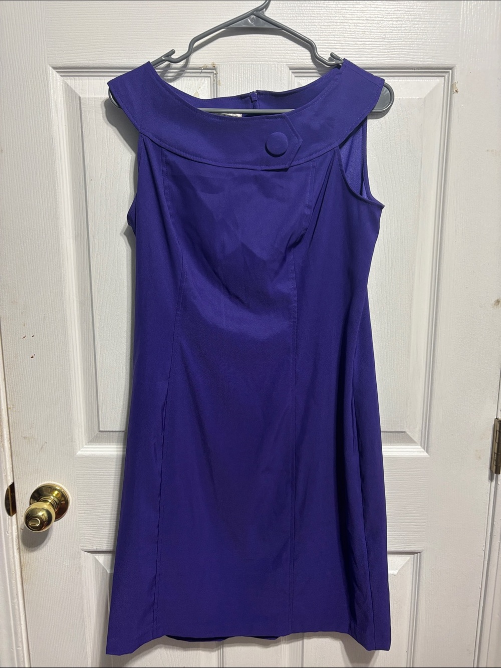 Dress Barn Royal Purple Sleeveless Dress with Button Collar